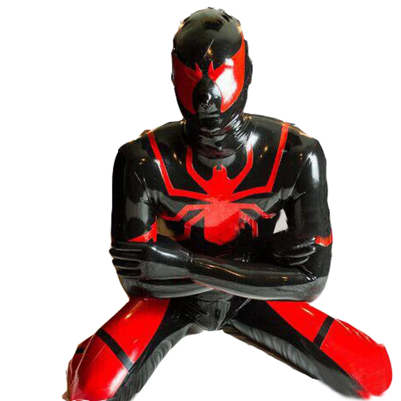 New 100% Latex Rubber Bodysuit Cosplay Spider-Man Catsuit Suit Size S-XXL 