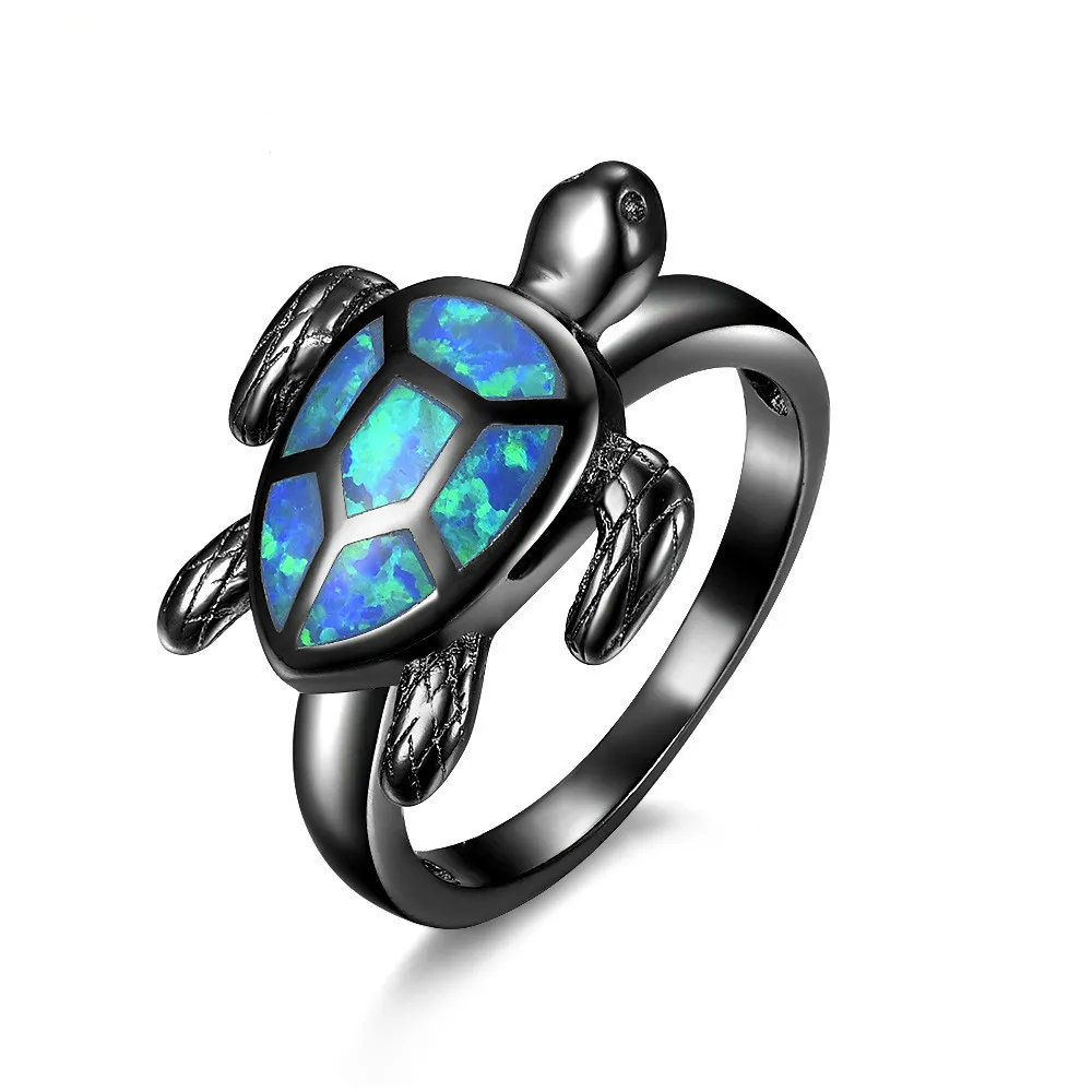 

Black Tortoise Ring Woman Ring Animal European Ornaments Foreign Trade New Pattern Sea Turtle HMS128 jiezhi