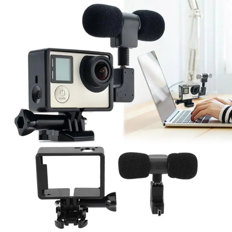 Для Gopro аксессуары Pro Mini Стерео микрофон + стандартный корпус для GoPro Hero 3/3 +/4 USB до 3 5