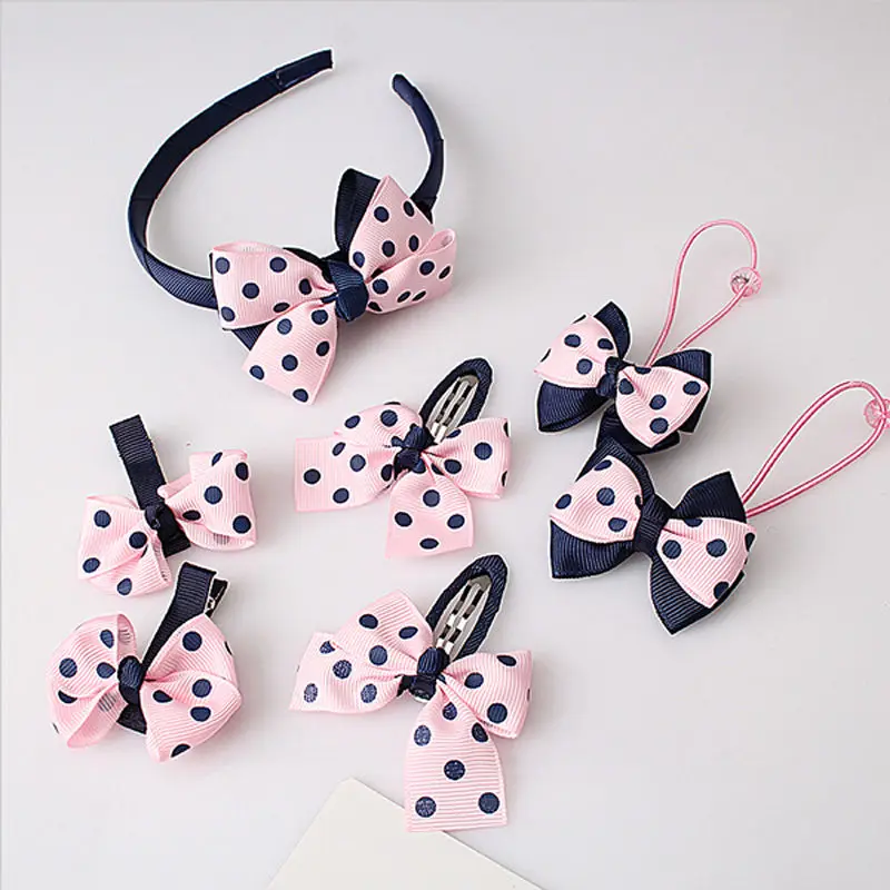 

7Pcs/Set Kids Girls Baby Headband Toddler Bowknot Hair Band Accessories Headwear Hairpin Halr Clip