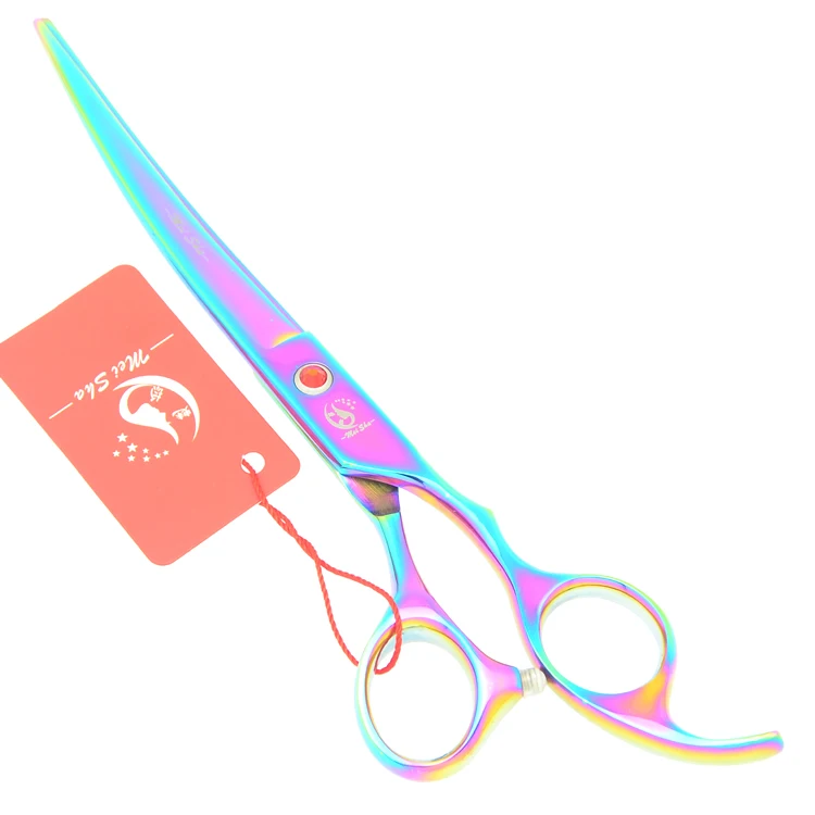 

Meisha 7.0" Stainless Steel Pet Cutting Scissors Straight Curved Dog Grooming Shears Rainbow Thinning Razor for Puppy Cat HB0105