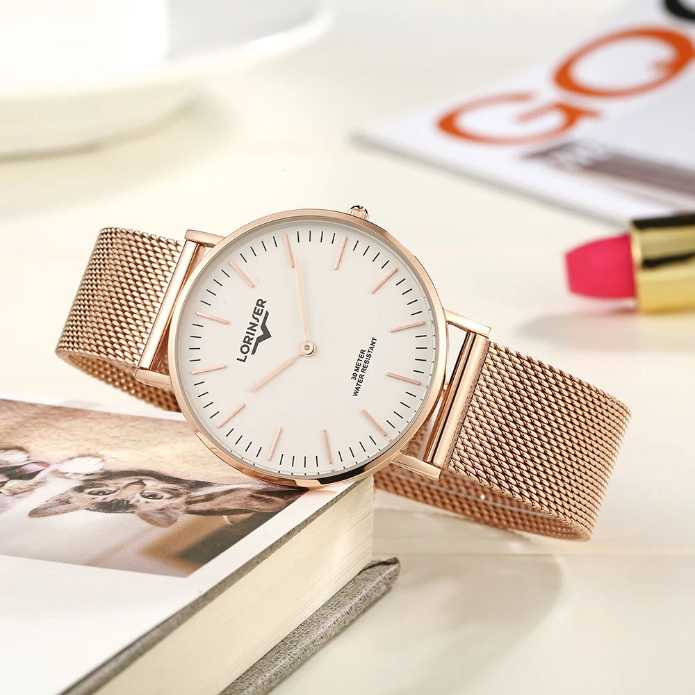 

Lorinser Women Watches Ultra Thin Mesh Stainless Steel Quartz Watch Top Luxury Brand Woman Elegant Dress Relogio Feminino Gift