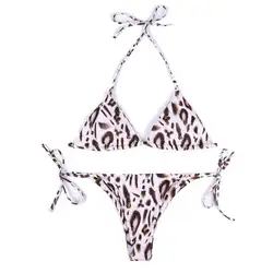 Европейский Американский трехточечный сексуальный бикини Леопард Сплит Купальники большого размера купальники набор Леопард