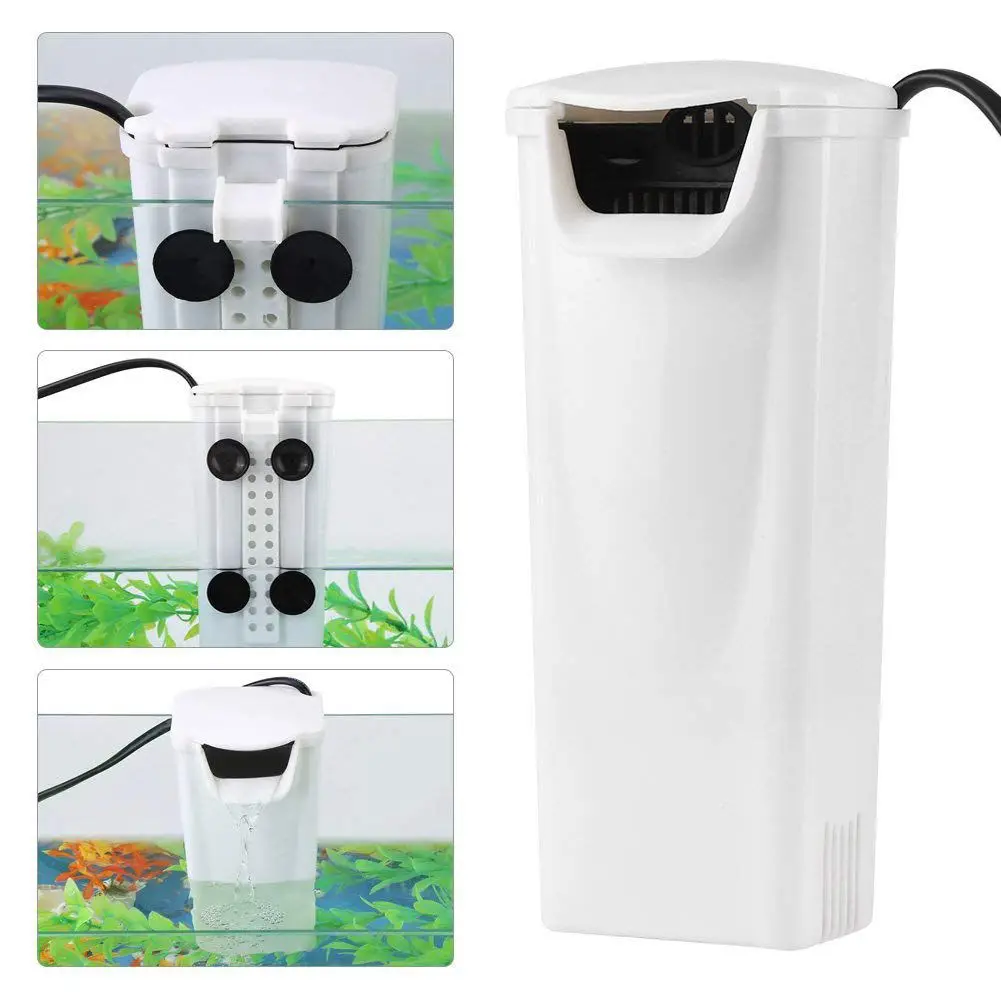 

EU Plug Aquarium Filter 3W, Low Internal Water Level Hanging Filter for Reptile Amphibian Frog Fish Turtle Tank EU Plug