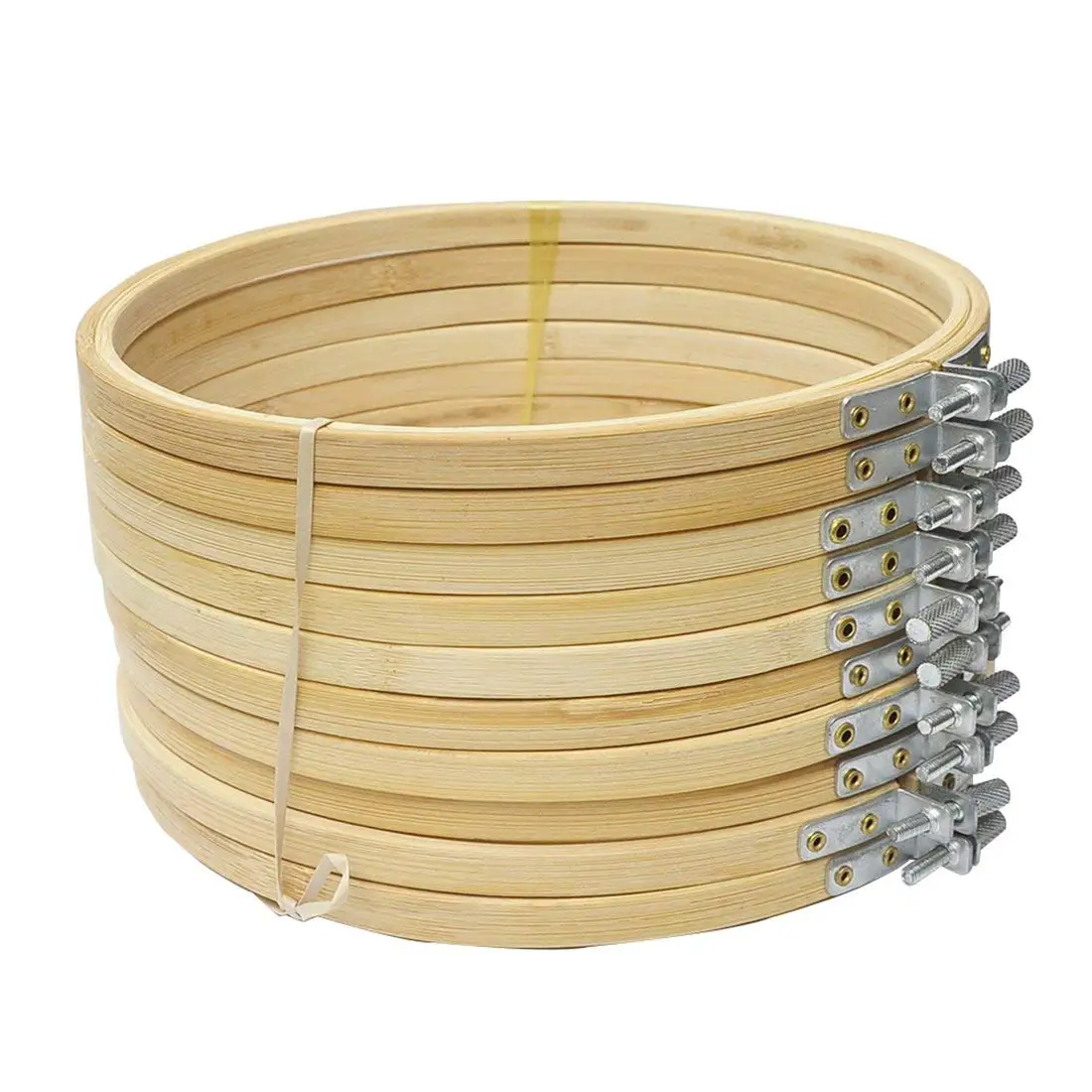 

ELEG-10 Pieces 6.7inch 17cm Round Wooden Embroidery Hoops Set Bulk Wholesale Adjustable Bamboo Circle Cross Stitch Hoop Ring