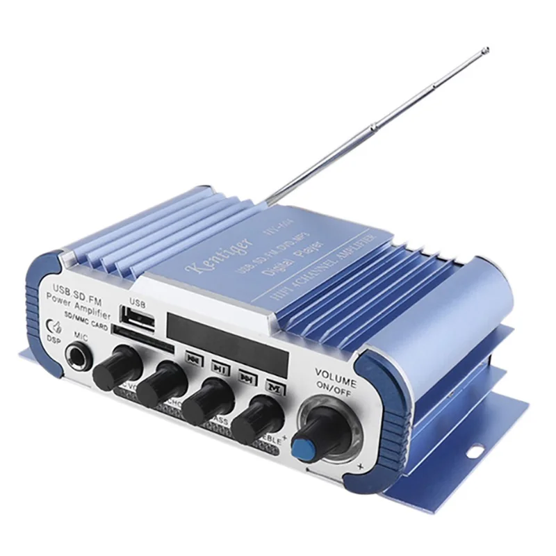 High quality RCA input/output socket And Av Cable Usb Sd Fm Professional Karaoke Amp For Car EU Plug Blue