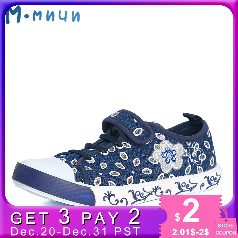 

MMNUN Moscow size31-36 Girls Comfortable Floral Shoes for Girls Big Kids Hook & Loop Flat Causal Sneakers Children Shoes ML1575K