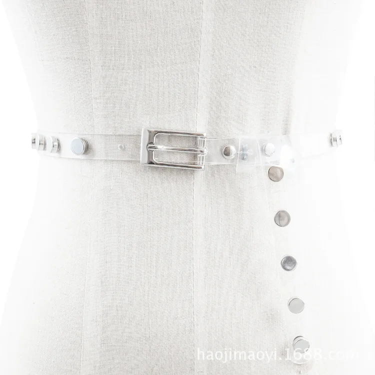 Brand Designer Belts Casual Female Belts Plastic Wild PVC Material Women Belts Pin Buckle Rivet