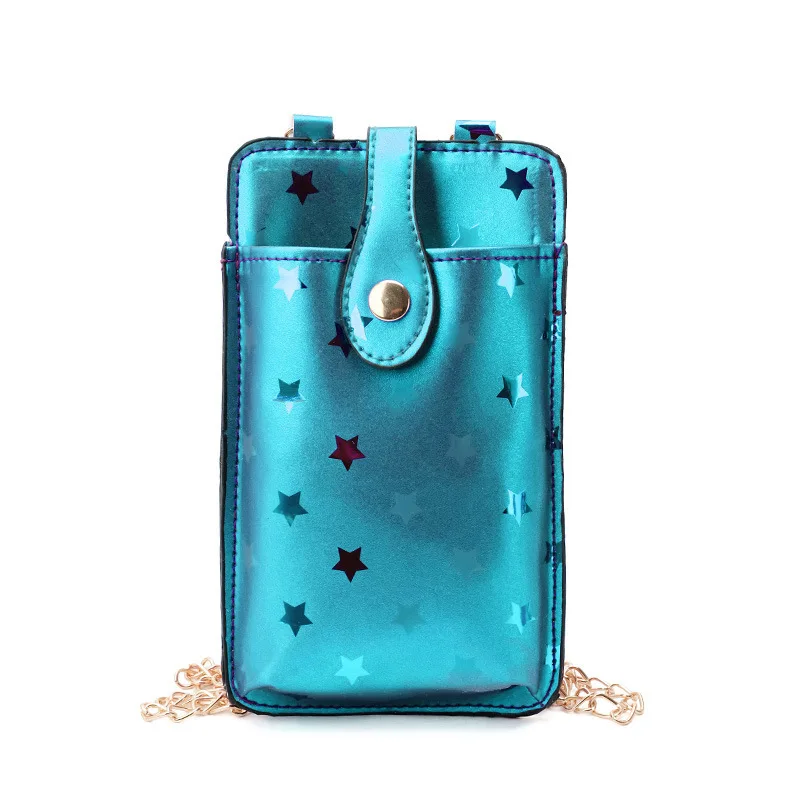 

2019 new fashion PU leather stars mobile phone bag shoulder diagonal package small mini change sequins summer Korean version