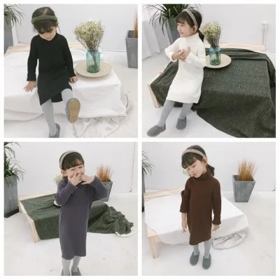 

Baby Girl Sweater Fashion Solid Turtleneck Sweaters Dress 2 3 4 5 6 7 Years Toddler Baby Kids Sweaters Knit Baby Child Clothing