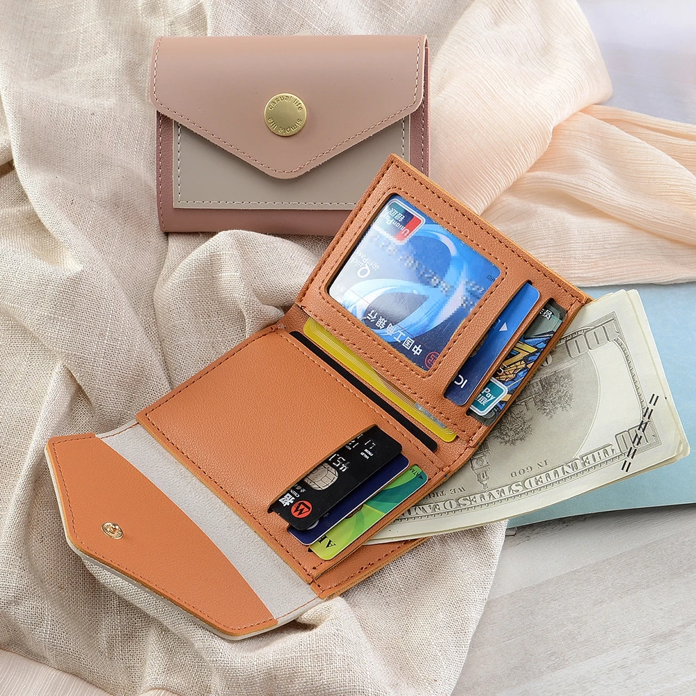 

Wallet Female Short 2019 Fashion Ladies Contrast Color Stitching Small Wallet Japanese And Korean Version