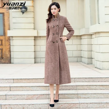 

Beautiful Clothes 2019 Popular Twill Wool Coat Euro-American Thick Long Woolen Herringbone Overcoat Women
