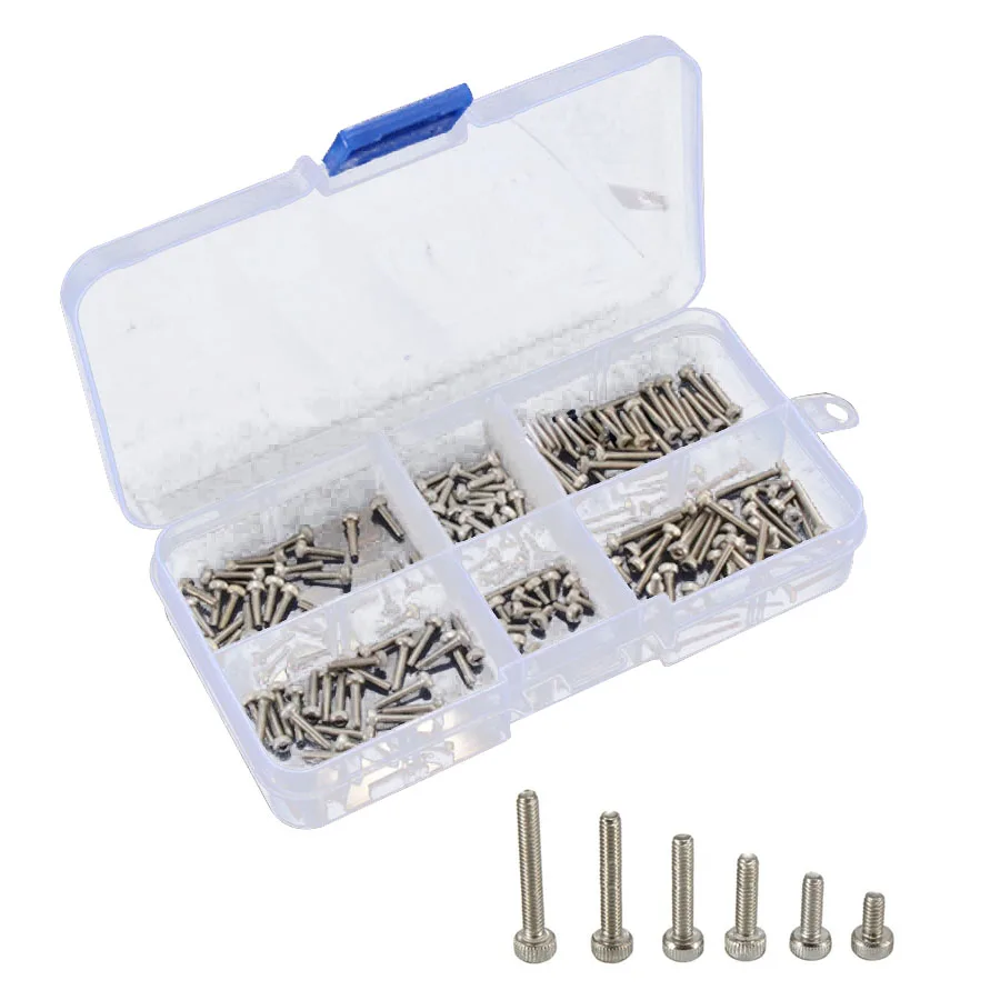 

CNIM Hot 180pcs/set M2 * 4 / 6 / 8 / 10 / 12 / 16mm Hex Socket Head Cap Screw Stainless Steel M2 screw Accessories Kit box