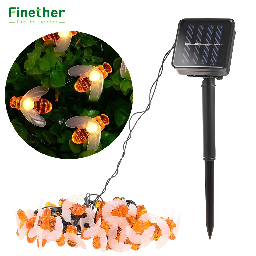 Günstig Solar Powered Nette Honig Bienen LED String Licht 20 LEDs 30 LEDs Fee Licht Outdoor Garten Zaun Terrasse Weihnachten girlande Lichter