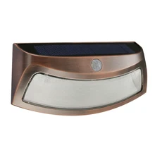 Солнечная энергия медный светодиодный свет Открытый водонепроницаемый сад безопасности свет с PIR датчик движения лампы для дорожек для лестниц патио стены