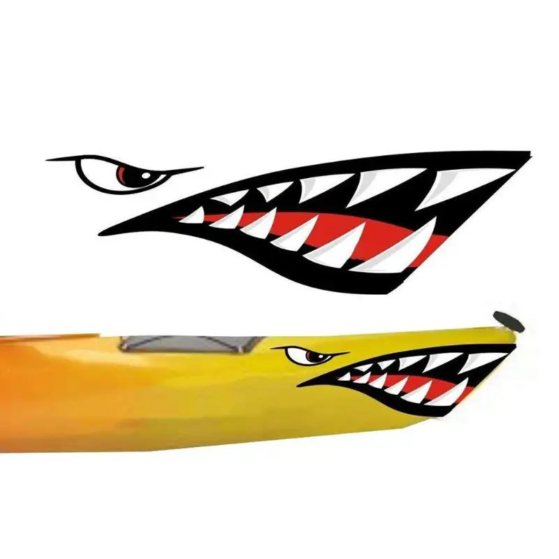 

2pcs Car Sticker Auto Products Waterproof Shark Teeth Mouth Vinyl Decal Stickers for The Car for Kayak Canoe Boat