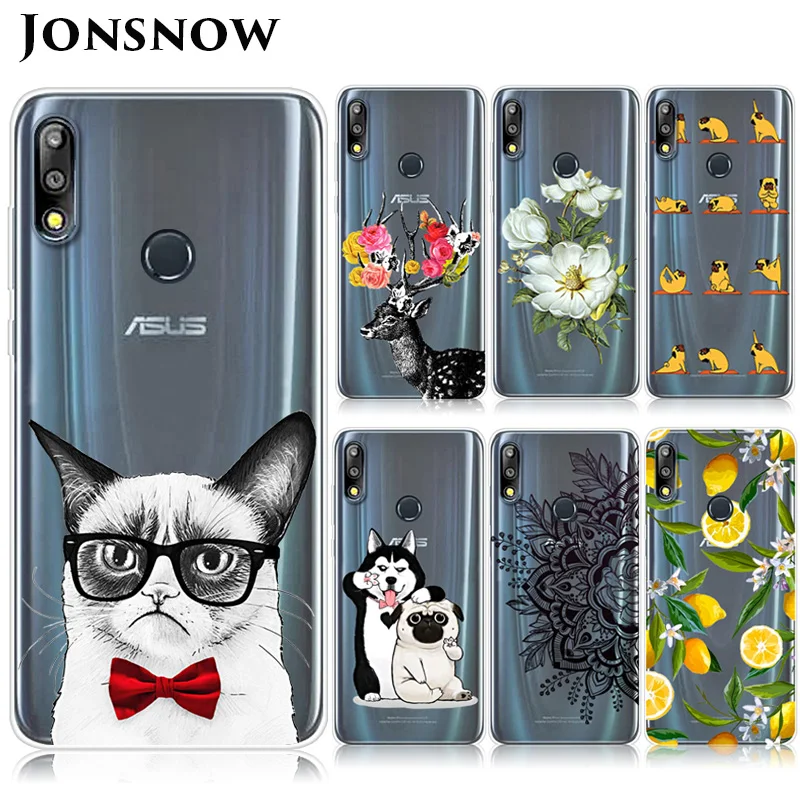 

JONSNOW Clear Phone Case For Asus ZB633KL ZB631KL Funny Cat/Dog Pattern Soft Silicone Cover For Asus Zenfone Max M2 Pro Fundas