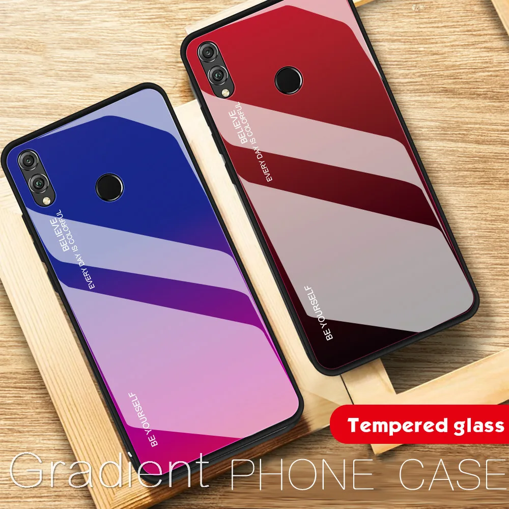 

Gradient Phone Case For Huawei Y6prime Y9 P smart Plus 2019 Nova 4E 3i P30 P20 Pro Lite Honor 10i 20i 8A 8X Colorful Glass Cover