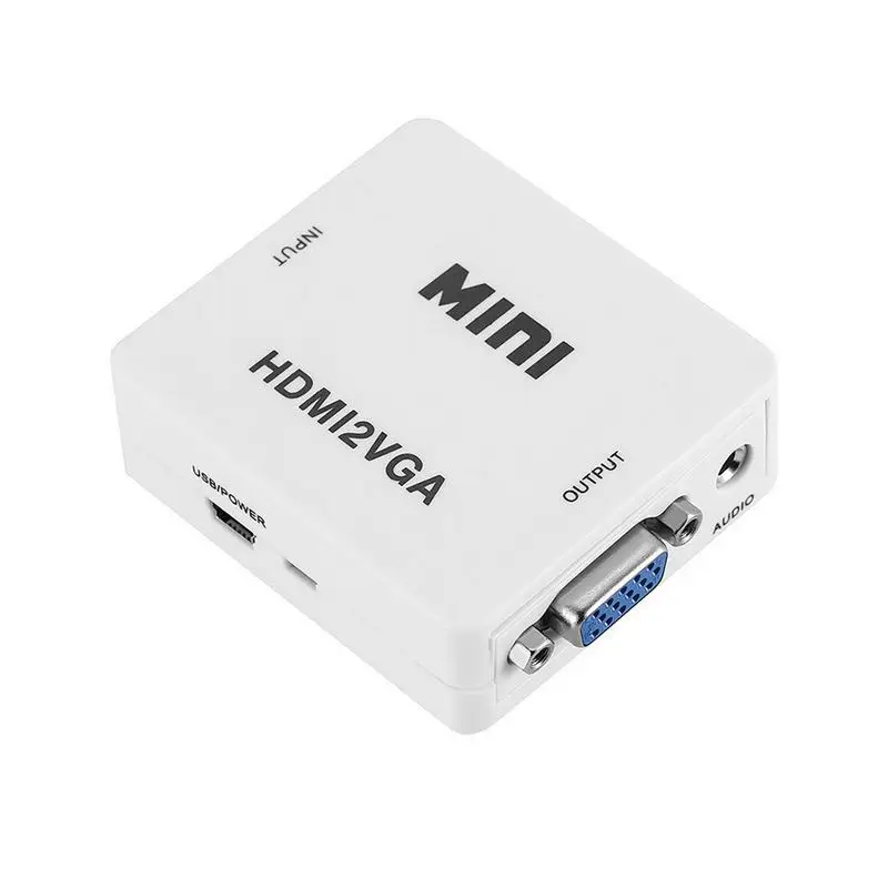 Pohiks 1080 P HDMI إلى VGA فيديو أغنية محول الأبيض عالية الجودة HDMI لمحول VGA للتلفزيون المحمول مربع ضوئي جديد Pohiks 1080 P HDMI إلى VGA فيديو أغنية محول الأبيض عالية الجودة HDMI لمحول VGA للتلفزيون المحمول مربع ضوئي جديد