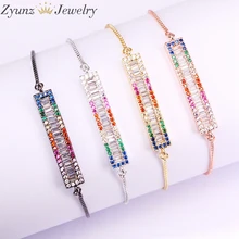 10 шт. ZYZ330-4254 Шарм Прямоугольник бар браслеты Слайдеры для женщин Блестящий проложить циркония CZ Регулируемая цепочка модные ювелирные изделия