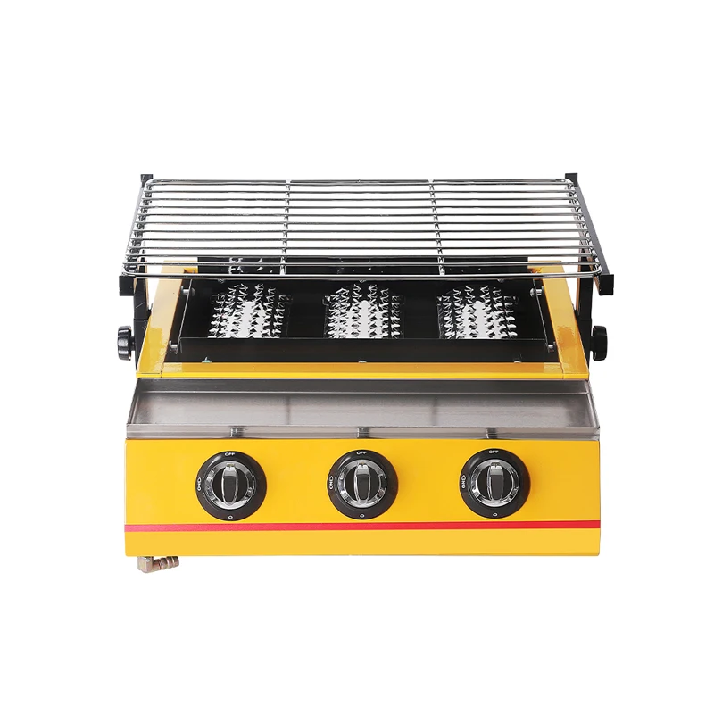 

BBQ Grills 3 Burners 2800pa Yellow LPG Gas BBQ Grills Outdoor Camping Picnic Barbecue Tools Steel Heater Smokeless