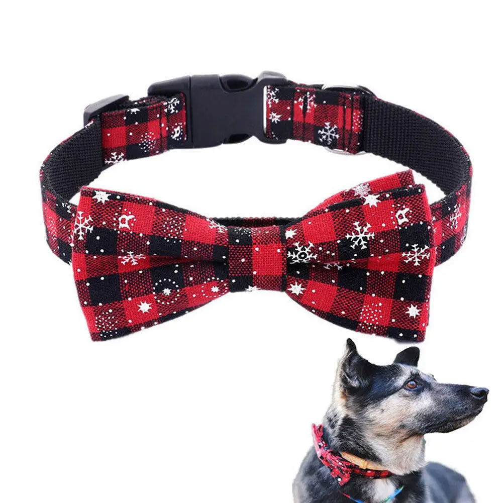 

Christmas Adorable Dog Cat Pet Puppy Kitten Lattice Fashion Bow Tie Clothes Necktie Collar