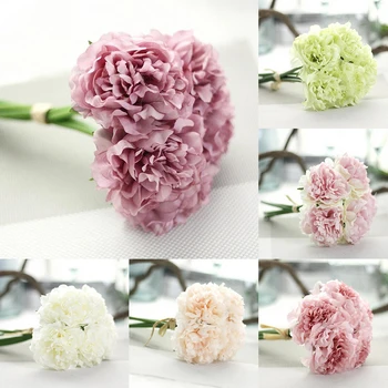 

Decoration Hydrangea 5 Heads Bunch Silk Flower Artificial flower Holding flowers 1 piece Bouquet Artificial Peony Wedding