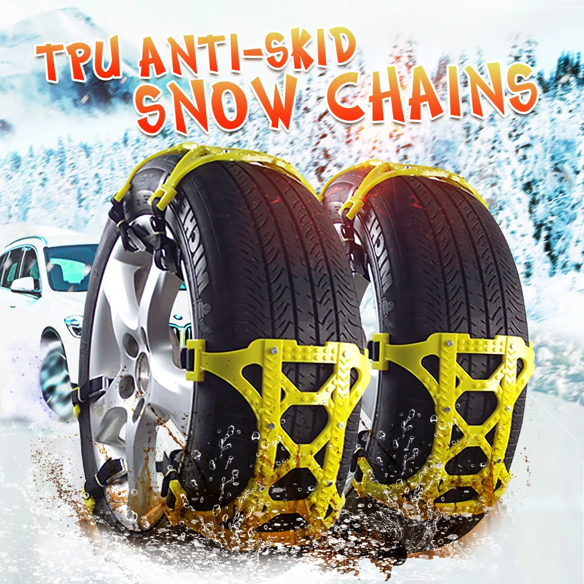 

1/3/6pcs TPU Snow Chains Universal Car Suit 165-265mm Tyre Winter Roadway Safety Tire Chains Snow Climbing Mud Ground Anti Slip