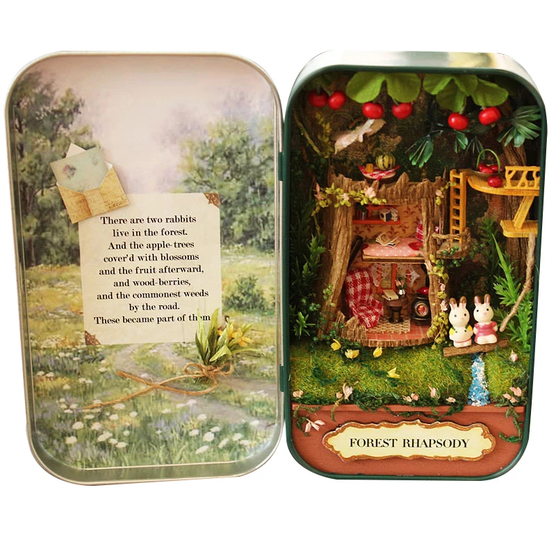 

Box Theater Miniature Doll House 3D Wooden DIY Kits LED Puzzle Model for Children Christmas Birthday Gift