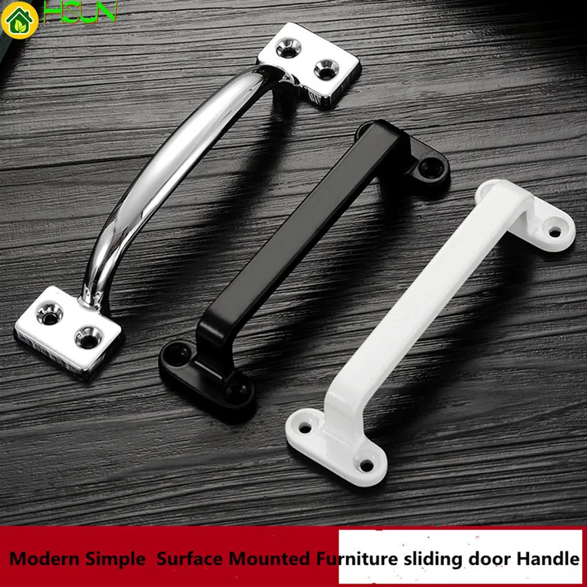 130mm 106mm Modern Simple Surface Mounted Wooden Sliding Door Handle White Black Silver Kitchen Cabinet Wardrobe Cupboard Pull |