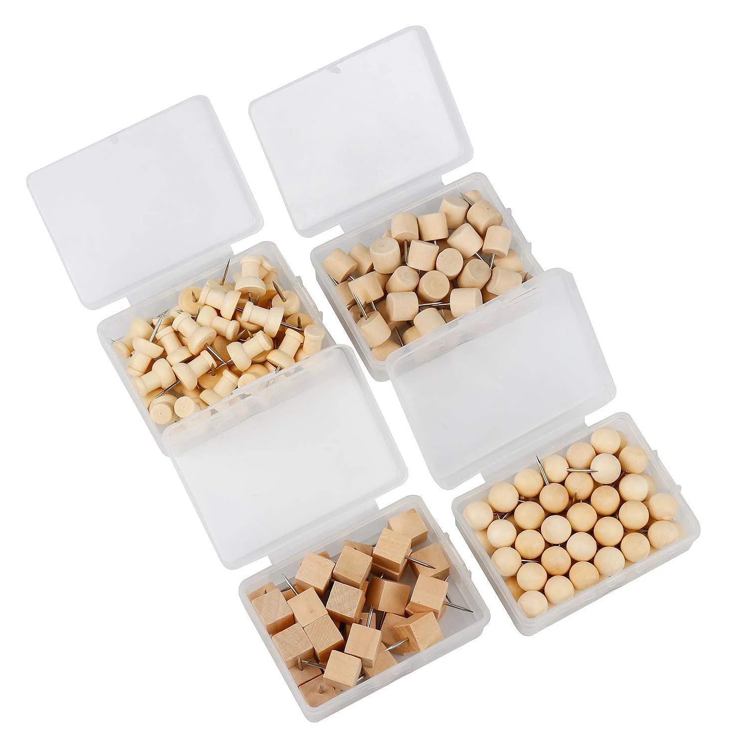 

Wood Push Pins,Message thumbtack,Wood Head Pins Wood Thumb Map Tacks for Cork Boards and Home Office Craft Projects 170Pcs