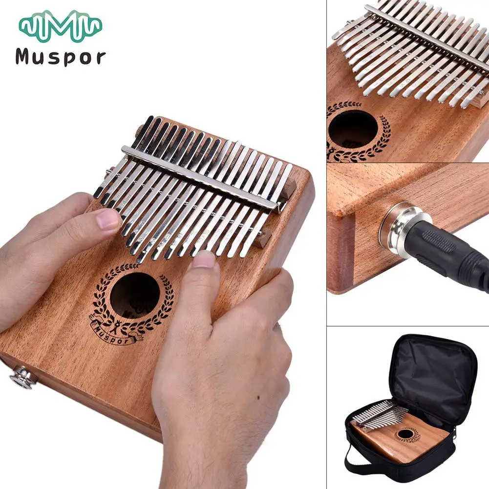 Muspor 17 ключ EQ Kalimba Mbira красное дерево большого пальца пианино палец перкуссия Keoboard инструмент с сумкой+ 3 М кабели+ набор аксессуаров