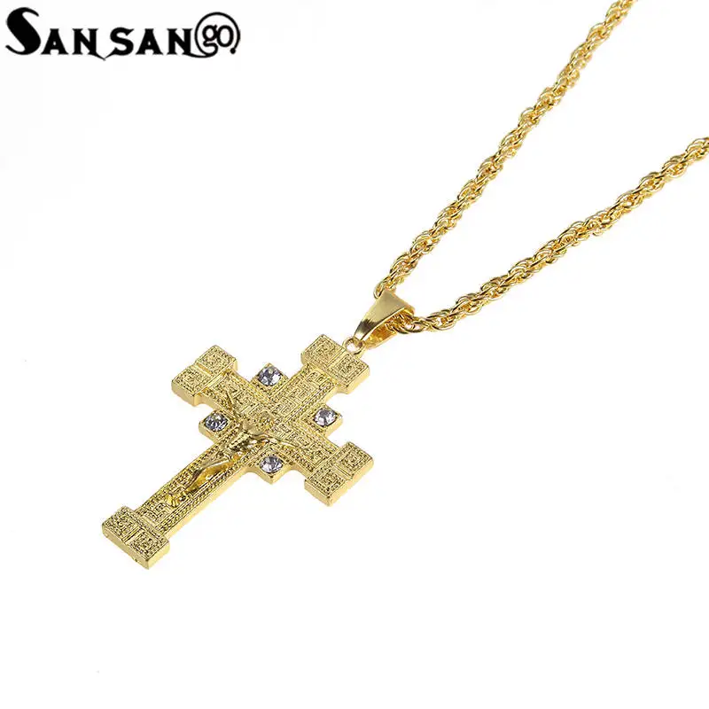 

Glitter Rhinestone Uzi Gun Bullet Pendant Necklace Bling Golden Metal Long Hip Hop Cuba Chain Jewelry For Woman Man