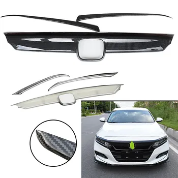 

3PCS Carbon Fiber Look Front Hood Lid Bonnet Cover Protector Trim Decoration for Honda Accord 2018 Auto Car Styling