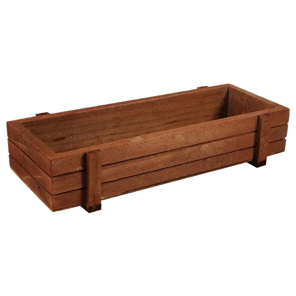 

Garden Plant Flower Pot Decorative Wooden Boxes Planter Crates Rectangle Table Succulent Flower Pot Gardening Device Flowerpot