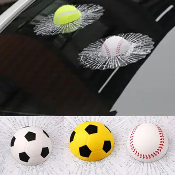 

3D Baseball Football Tennis Ball Hits Car Body Car Stickers Auto Window Decals Tennis Ball
