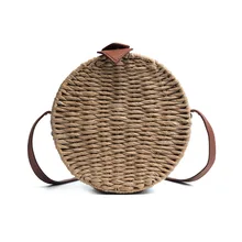 Натуральная Плетеная соломенная сумка через плечо женская сумка приморский праздник сумка модная тканая сумка на плечо коричневая