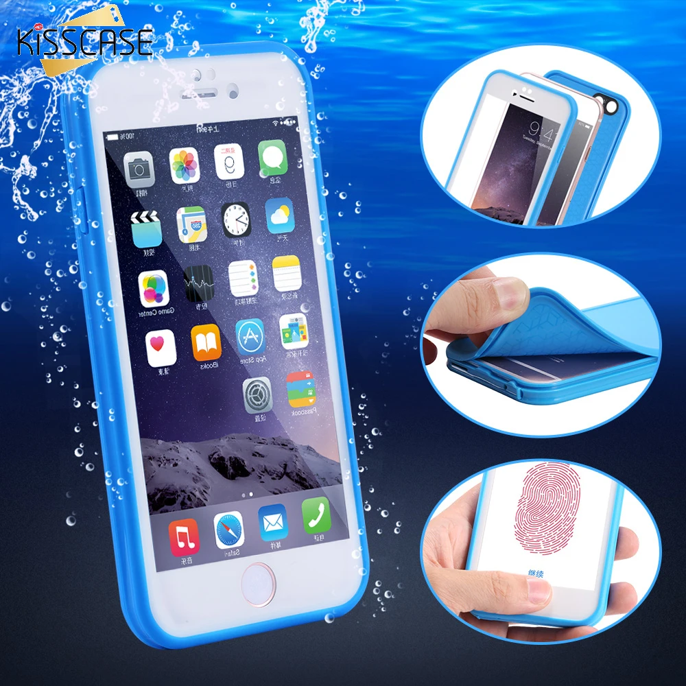

KISSCASE 360 Full Protection Waterproof Case For iPhone 5 5s 6 6s Plus Hybrid TPU Screen Touch For iPhone 6s Plus 7 8 Plus Cover