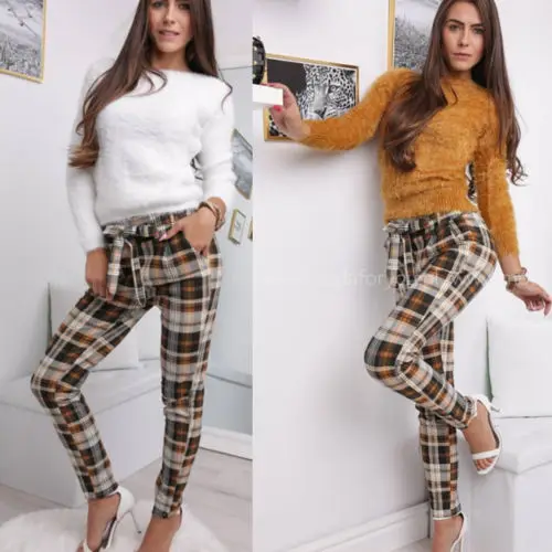 Tartan skinny trousers womens Clearance