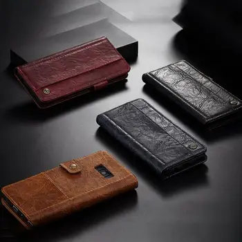 

For Samsung Note9 Note8 S9 S9plus Rough Cracked Mobile Phone Card Insertion Leather Cover Detachable Phone Case