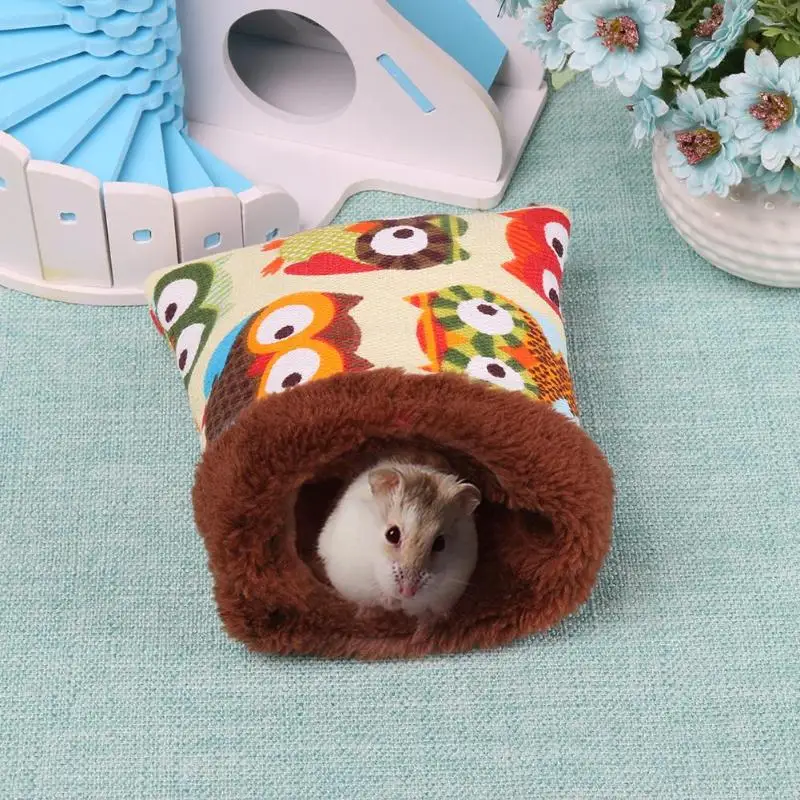

Winter Soft Warm Plush Hamster Bed Sleeping Bag Small Animals Rat Mouse Nest House Cage 8styles pet supplies new Year decoration