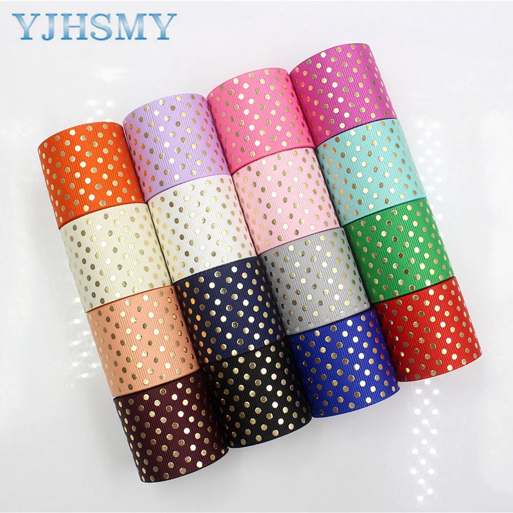 

YJHSMY C-171005-587,10 yards, 38 mm Pure gold foil Ribbons Thermal transfer Printed grosgrain Wedding Accessories DIY materials