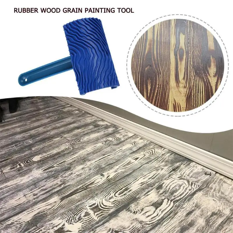 Blue Rubber Wood Grain Paint Roller DIY Graining Painting Tool Wood Grain  Pattern Wall Painting Roller with Handle Home Tool - AliExpress