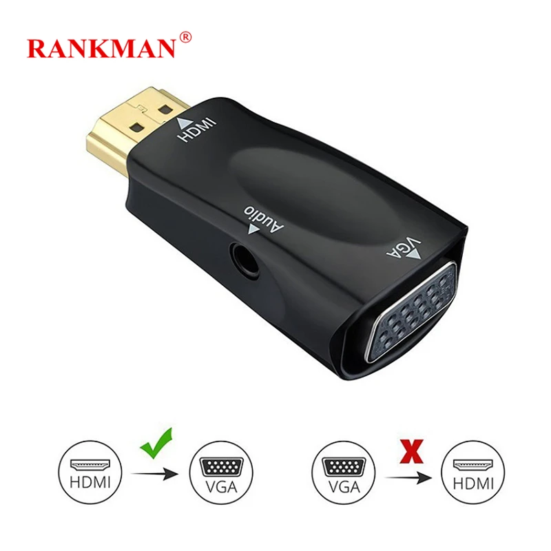 Rankman HDMI لمحول VGA محول مع الصوت كابل دعم HD 1080 P ل PC TV Xbox PS3 العارض Rankman HDMI لمحول VGA محول مع الصوت كابل دعم HD 1080 P ل PC TV Xbox PS3 العارض