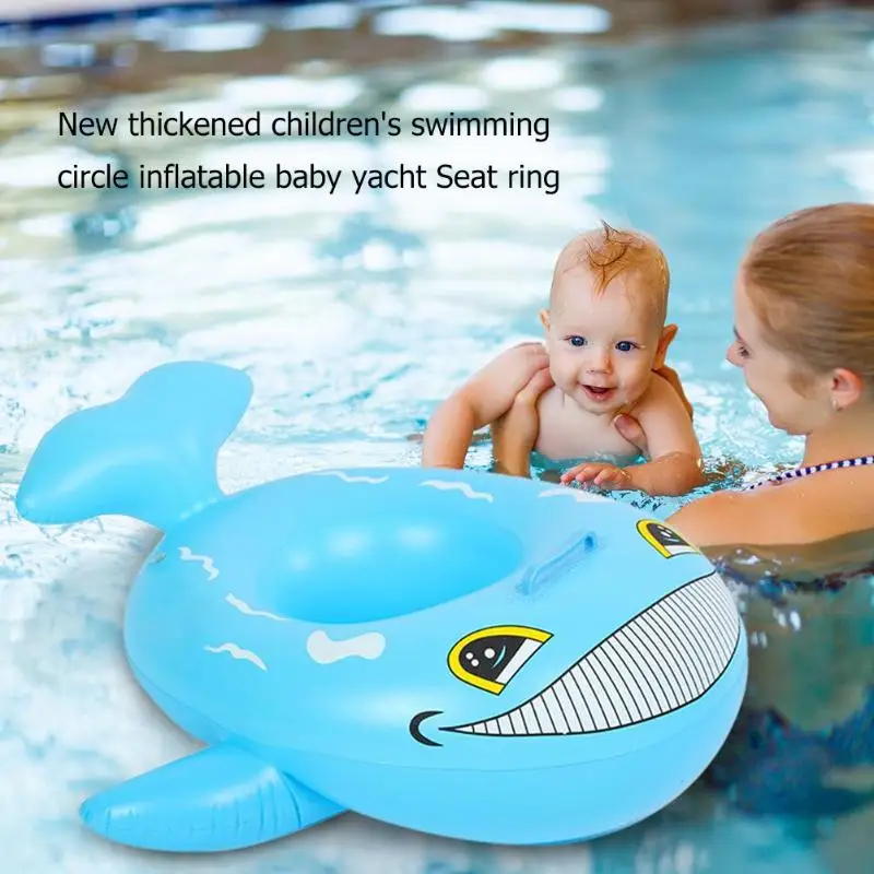 

1set Cartoon Shark Shape Inflatable Swimming Ring Baby Pool Seat with Handle Kids Inflatable Baby Toddler Swimming Swim Seat