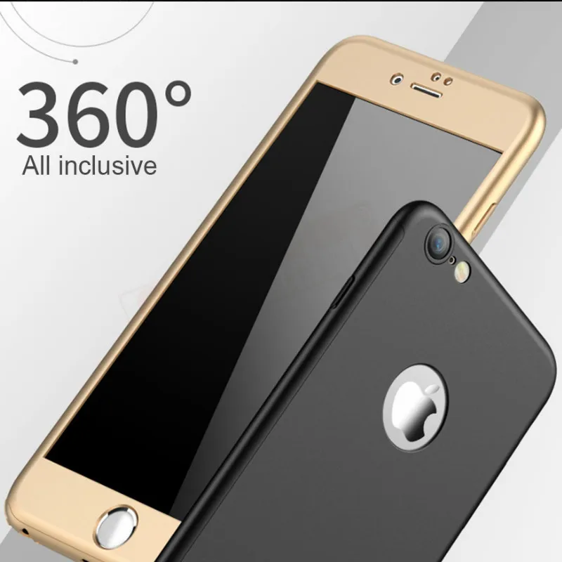 360 Full Cover Phone Case for IPhone X 8 6 6s XS 7 Plus 5 5s SE PC Protective 6S with Glass |