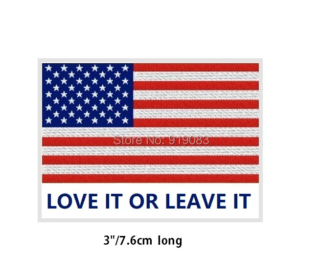 3" LOVE IT OR LEAVE IT AMERICAN FLAG Shoulder IRON ON PATCH USA US