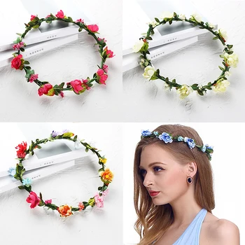 

New Woman Flower Headband Bride Wedding Hair Bands Accessories Girls Bohemian Garland Summer Beach Head Bands Headdress