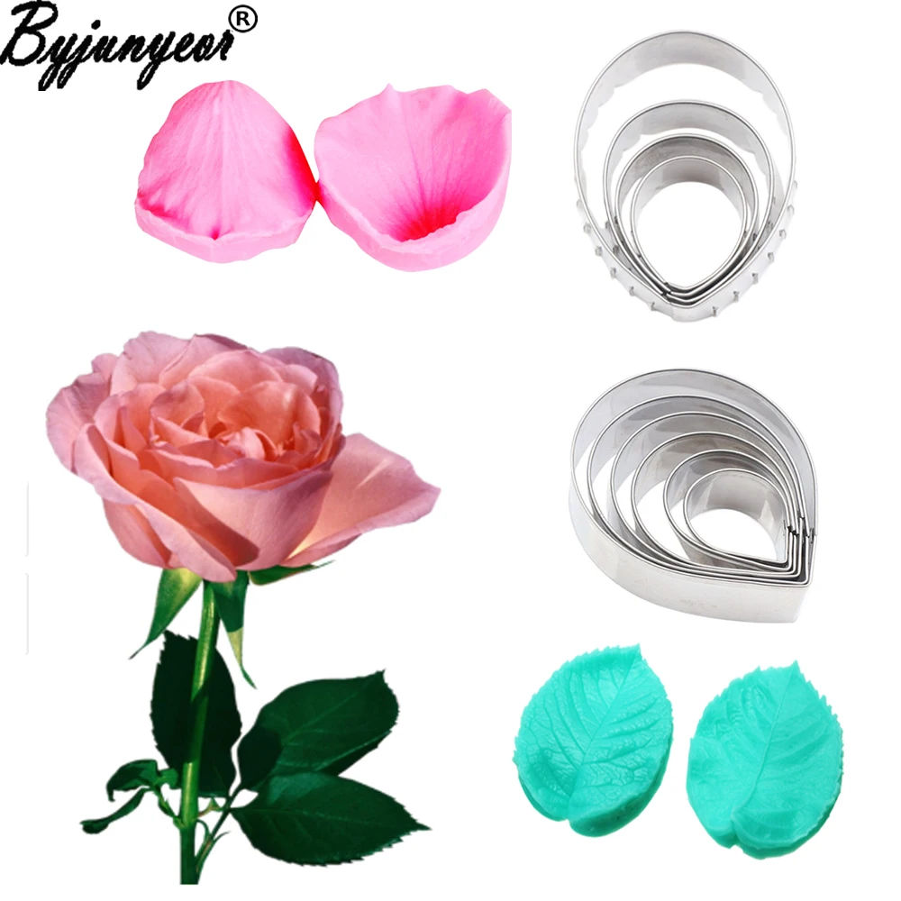 

Rose Petal & Leaves Veiner & Cutter Fondant Cake Decoration Floral Petal Cutter Stainless Steel Cutter Set CS230