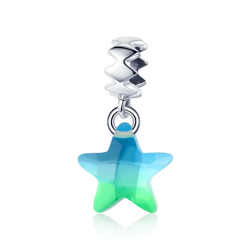 

MOWIMO Fashion 925 Sterling Silver Beads Colorful Star Charms Fit Original Pandora Bracelets Pendant Women Jewelry Making BKC883